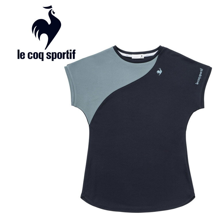 お買い得スペシャルプライス メール便送料無料 ルコックスポルティフ le coq sportif テニス カラー切替ゲームシャツ 半袖 レディース QTWWJA04-NV