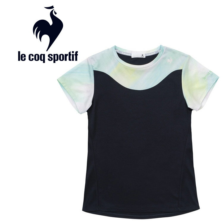 お買い得スペシャルプライス メール便送料無料 ルコックスポルティフ le coq sportif テニス グラフィックゲームシャツ 半袖 レディース QTWWJA06-NV