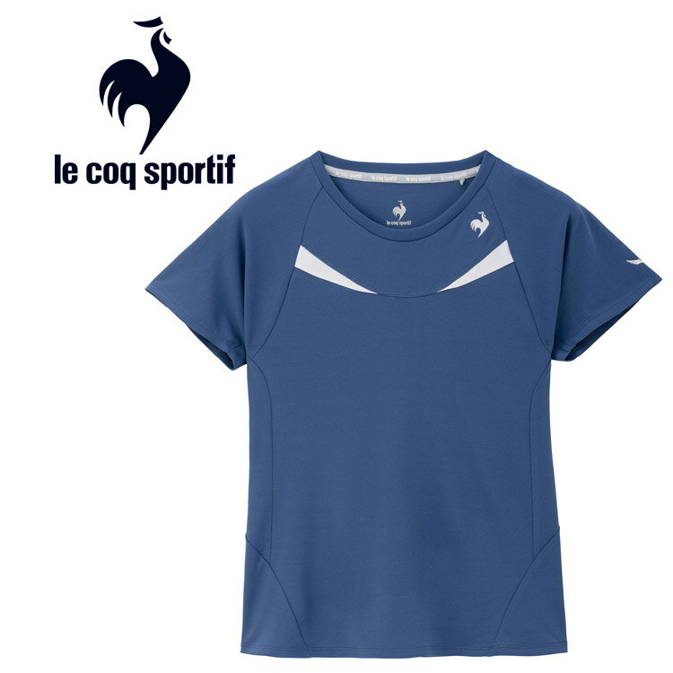 メール便送料無料 ルコックスポルティフ le coq sportif テニス Aile forme 切替ゲームシャツ 半袖 レディース LN4FHT01L-BL00