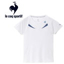 お買い得スペシャルプライス メール便送料無料 ルコックスポルティフ le coq sportif テニス Aile forme 切替ゲームシャツ 半袖 レディース LN4FHT01L-WH00