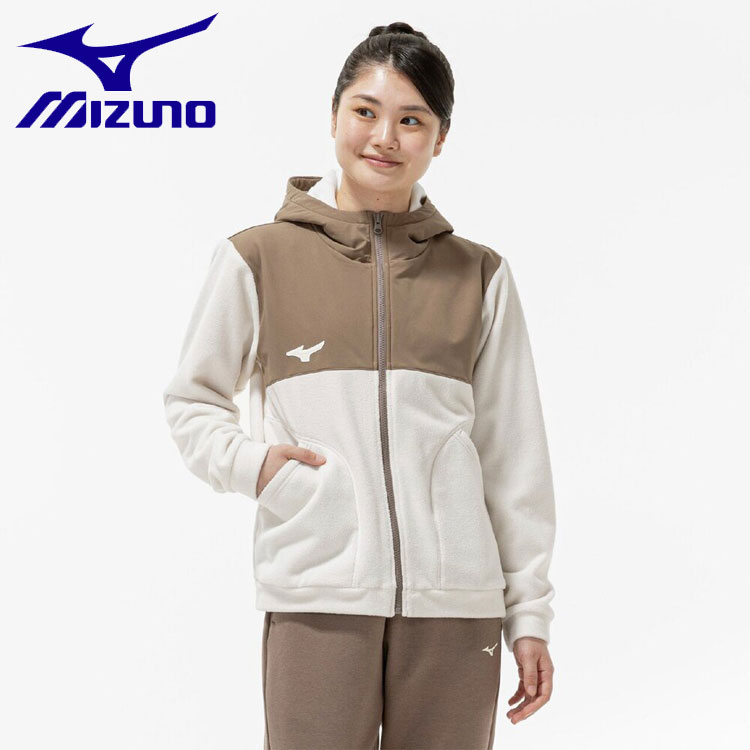 【新品未使用】Mizuno ホワイト ジップアップジャケット　ストレッチフリース 新品未使用】Mizuno ホワイト ジップアップジャケット ストレッチ