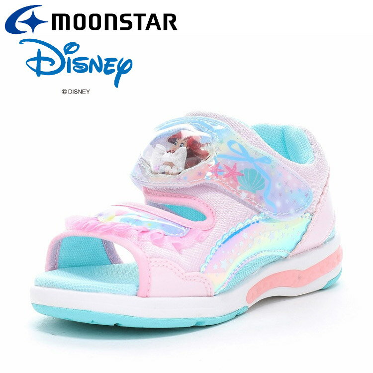樂天商城 - 【3日間限定店内ポイント最大20倍(4/18 00:00〜4/20 23:59迄)】ムーンスター DN C1373LE ピンク 12187164 ディズニー プリンセス アリエル 子供靴 キッズ サンダル