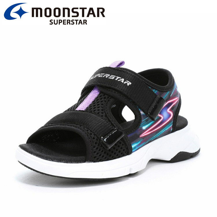 Rakuten - 【お買い物マラソン限定店内ポイント最大20倍(2026/4/14 20:00〜)】 ムーンスター SS K1261 ブラック 12241296 スーパースター 子供靴 キッズ ジュニア サンダル