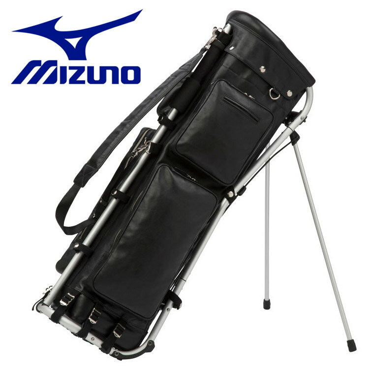 ミズノ ミズノ ゴルフ MIZUNO オールレザー ブラック フレームウォーカー ゴルフバッグ キャディバッグ BLACK 5LJC223209