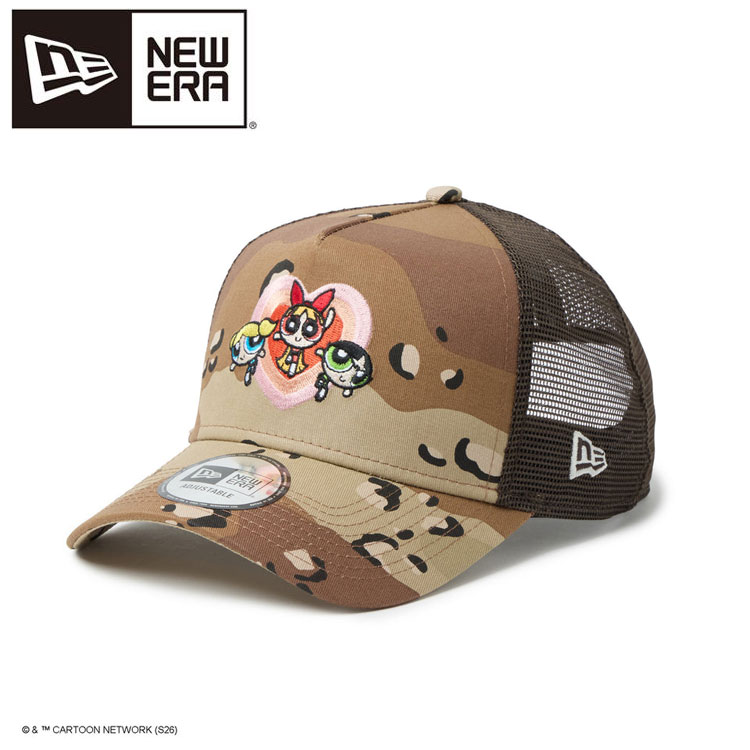 【期間限定ポイント最大20倍(2026/3/27 23:59迄)】 ニューエラ 9FORTY A-Frame Trucker The Powerpuff Girls パワーパフ ガールズ ハート デザートカモ 14741732 レディース