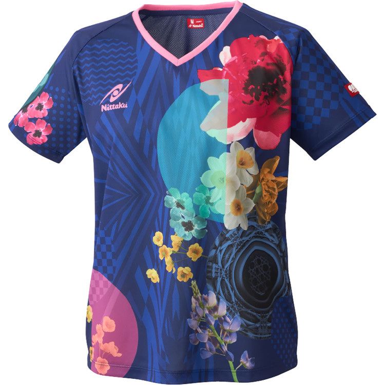 Rakuten - 【スーパーセール限定店内最大20倍(6/11 1:59迄)】 お買い得スペシャルプライス メール便送料無料 ニッタク モダンフラワーシャツ NW2221-02 卓球 半袖シャツ ユニフォーム JTTAA 公認 公式 試合用 花柄 女性用 ウィメンズ