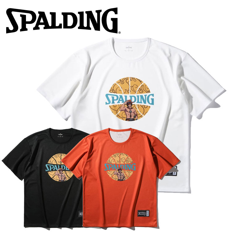 【期間限定ポイント最大20倍(2026/3/13 23:59迄)】 メール便送料無料 スポルディング BASKETBALL Tシャツ ONE PIECEメラメラの実 ボールプリント SMT25102P