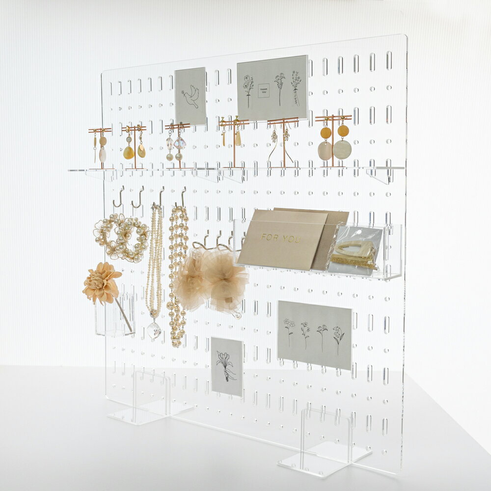 有孔ボード 透明 【スターターキット(大)】 W60cm H60cm 穴ピッチ25mm アクリル パンチング ボード ペグボード 穴あき パネル クリア ディス...