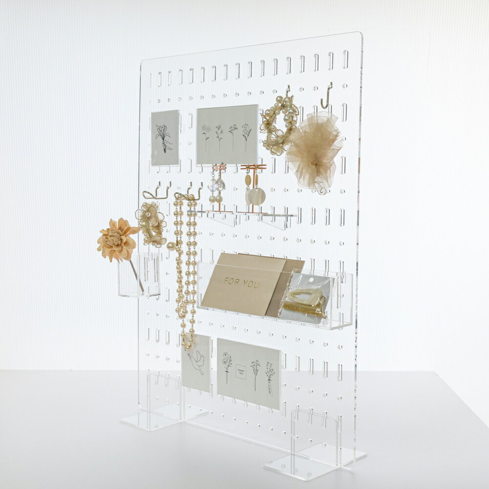 アクリル 有孔ボード 【スターターキット〈小〉】W45cm H60cm 穴ピッチ25mm パンチング ボード ペグボード 穴あき パネル 透明 クリア ディスプ...