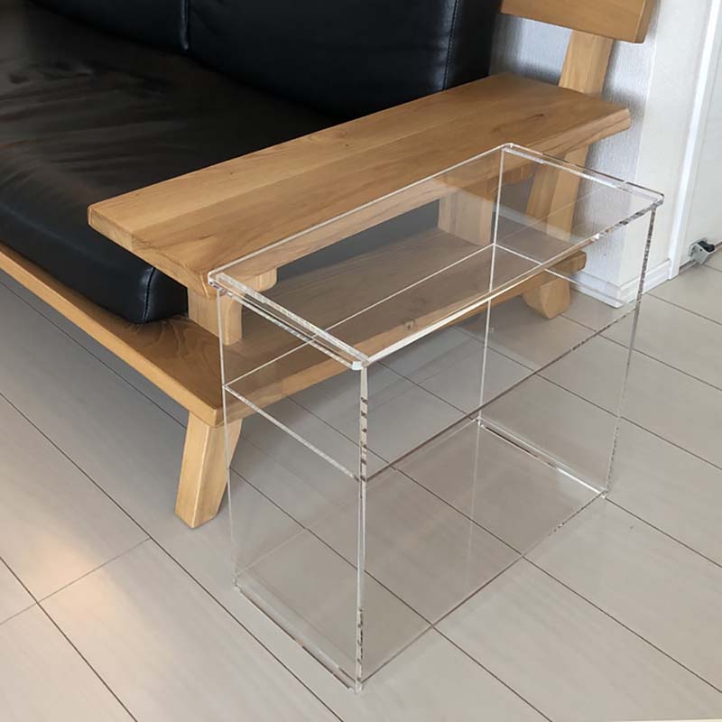 サイドテーブル 棚付き アクリル 収納 透明 クリア 幅450mm 奥行200mm 高さ400mm 軽量 シンプル 展示 ..