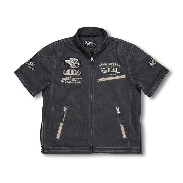 ボンダッチ VOM-S15 COTTON ZIP-SHIRT カラー：ブラック サイズ：M VOM-S15 VonDutch カジュアルウェア バイク