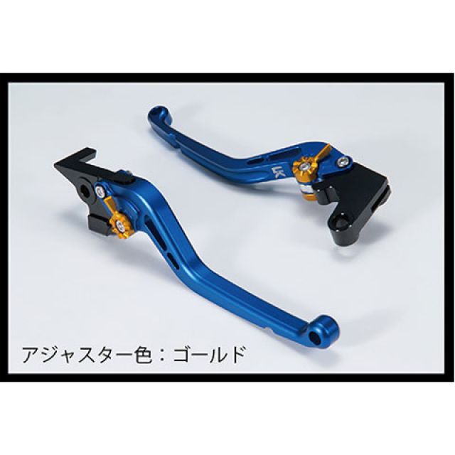 U-KANAYA スタンダードタイプ アルミ削り出しビレットショートレバー 艶消しカラー（レバーカラー：マットブルー） カラー 調整アジャスター：マットゴールド KA008-031-0215-12 ユーカナヤ レバー バイク GTR1400/CONCO…