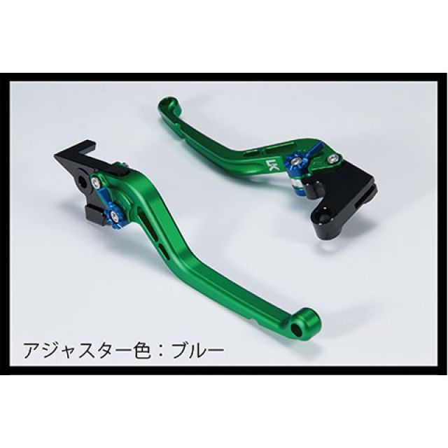 ユーカナヤ ニンジャZX-6R スタンダードタイプ アルミ削り出しビレットショートレバー 艶消しカラー（レバーカラー：マットグリーン） カラー：調整アジャスター：マットブルー U-KANAYA