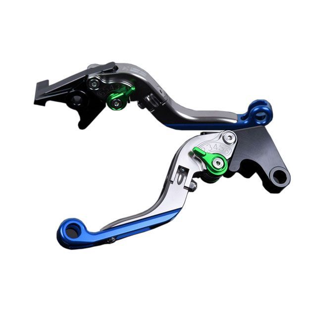 SPEEDRA アルミビレットアジャストレバーセット 可倒延長式（レバー本体：チタン） アジャスター グリーン エクステンション ブルー DU0405797-GNBE SPEEDRA レバー バイク