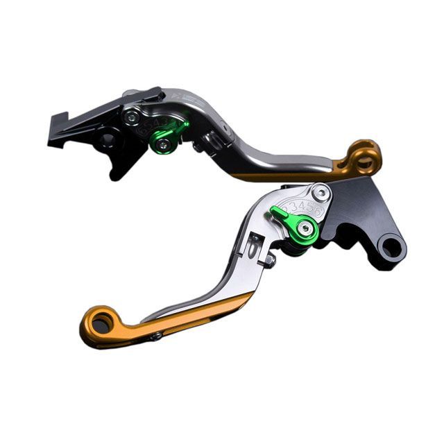 SPEEDRA アルミビレットアジャストレバーセット 可倒延長式（レバー本体：チタン） アジャスター グリーン エクステンション ゴールド DU0405797-GNGD SPEEDRA レバー バイク