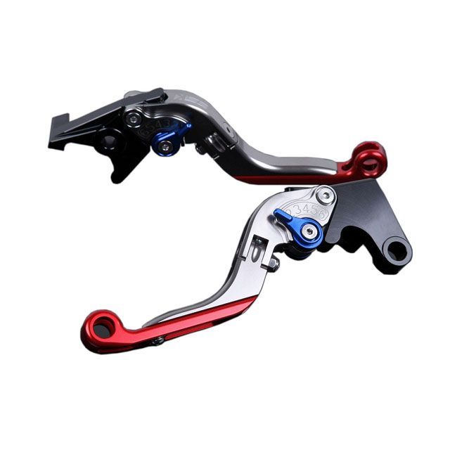 SPEEDRA アルミビレットアジャストレバーセット 可倒延長式（レバー本体：チタン） アジャスター ブルー エクステンション レッド KA0406021-BERD メーカー在庫あり SPEEDRA レバー バイク