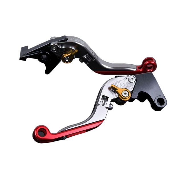 SPEEDRA アルミビレットアジャストレバーセット 可倒延長式（レバー本体：チタン） アジャスター ゴールド エクステンション レッド KA0407016-GDRD メーカー在庫あり SPEEDRA レバー バイク