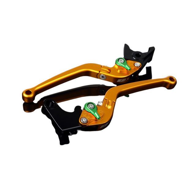 SPEEDRA アルミビレットアジャストレバーセット スタンダード可倒式（レバー本体：マットゴールド） アジャスター マットグリーン LVAM001GD-GN SPEEDRA レバー バイク