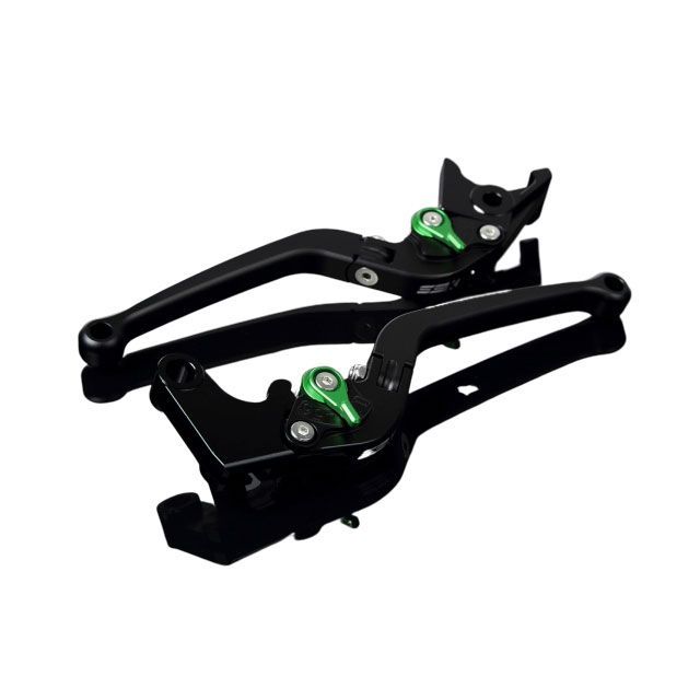 SPEEDRA アルミビレットアジャストレバーセット スタンダード可倒式（レバー本体：マットブラック） アジャスター マットグリーン LVAM025BK-GN メーカー在庫あり SPEEDRA レバー バイク