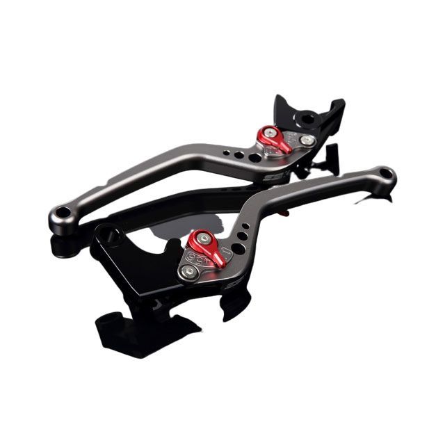 SPEEDRA アルミビレットアジャストレバーセット スタンダードロング（レバー本体：マットチタン） アジャスター マットレッド LVBM024TM-RD SPEEDRA レバー バイク ZX-6R