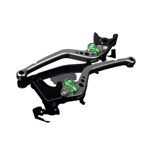 SPEEDRA アルミビレットアジャストレバーセット スタンダードロング（レバー本体：マットチタン） アジャスター マットグリーン LVBM027TM-GN SPEEDRA レバー バイク