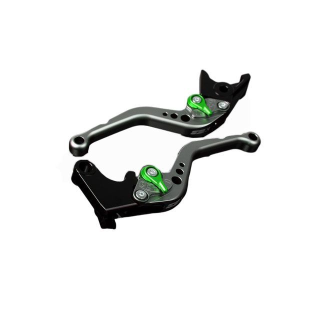 SPEEDRA アルミビレットアジャストレバーセット スタンダードショート（レバー本体：マットチタン） アジャスター マットグリーン LVCM031TM-GN メーカー在庫あり SPEEDRA レバー バイク