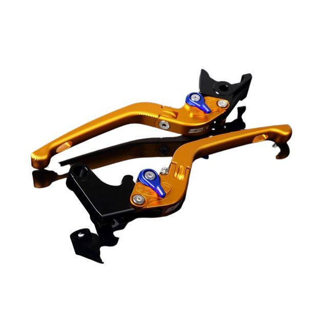 SPEEDRA アルミビレットアジャストレバーセット 3D可倒式（レバー本体：マットゴールド） アジャスター マットブルー LVDM051GD-BE SPEEDRA レバー バイク B-KING