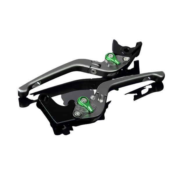 SPEEDRA アルミビレットアジャストレバーセット 3D可倒式（レバー本体：マットチタン） アジャスター マットグリーン LVDM051TM-GN SPEEDRA レバー バイク B-KING