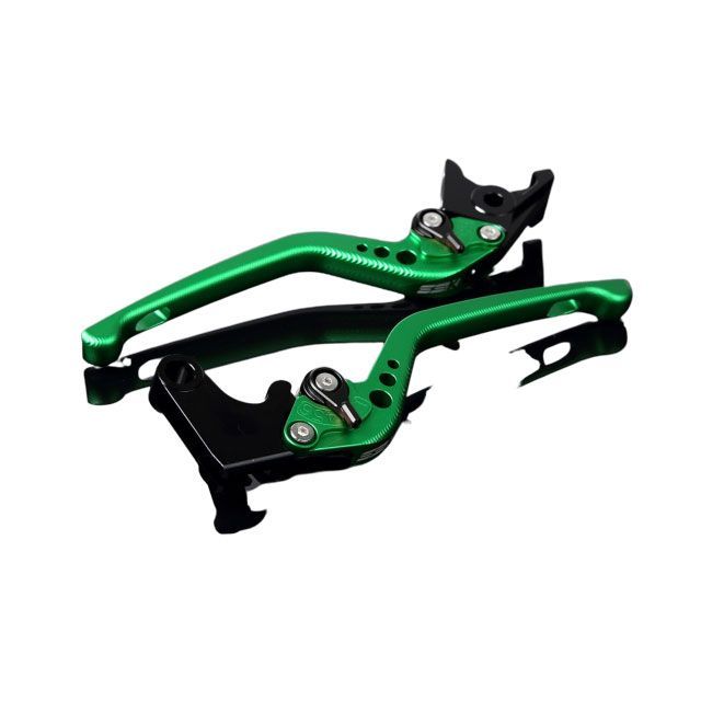 SPEEDRA アルミビレットアジャストレバーセット 3Dロング（レバー本体：マットグリーン） アジャスター マットブラック LVEM026GN-BK SPEEDRA レバー バイク