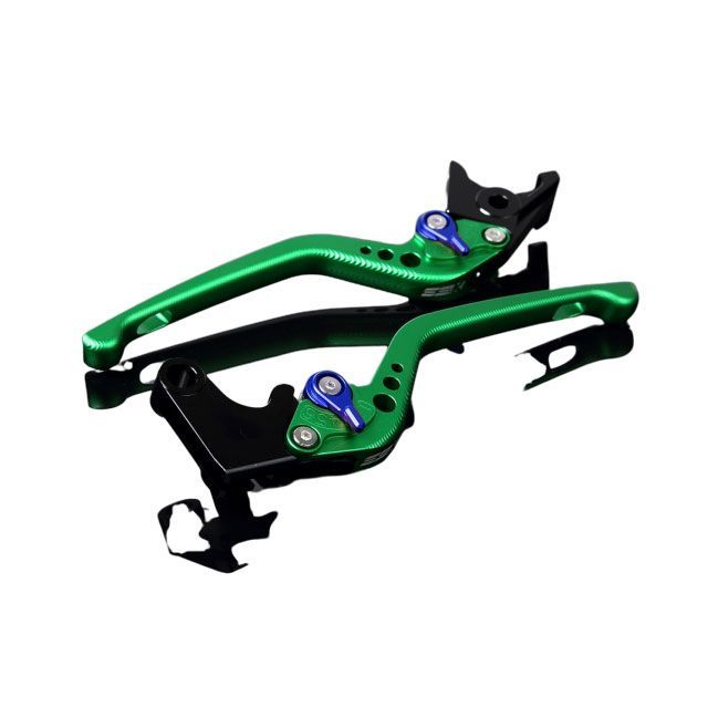 SPEEDRA アルミビレットアジャストレバーセット 3Dロング（レバー本体：マットグリーン） アジャスター マットブルー LVEM044GN-BE SPEEDRA レバー バイク YZF-R1