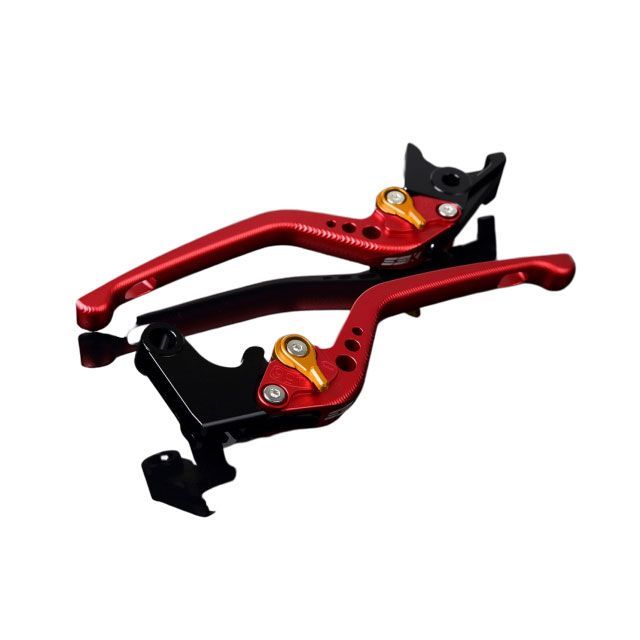 SPEEDRA アルミビレットアジャストレバーセット 3Dロング（レバー本体：マットレッド） アジャスター マットゴールド LVEM069RD-GD SPEEDRA レバー バイク