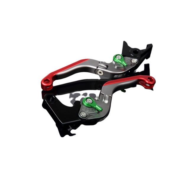 SPEEDRA アルミビレットアジャストレバーセット 可倒延長式（レバー本体：マットチタン） アジャスター マットグリーン エクステンション マットレッド LVGM004TM-GNRD SPEEDRA レバー バイク