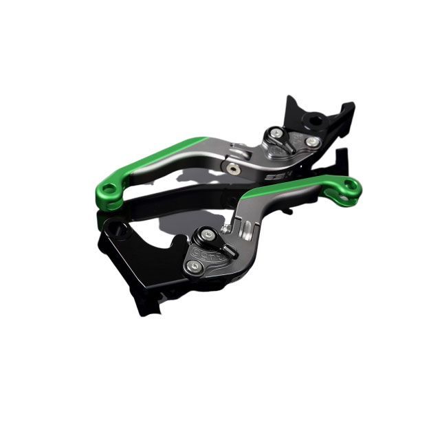 SPEEDRA アルミビレットアジャストレバーセット 可倒延長式（レバー本体：マットチタン） アジャスター マットブラック エクステンション マットグリーン LVGM026TM-BKGN SPEEDRA レバー バイク