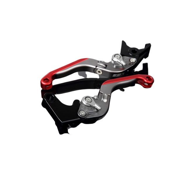 SPEEDRA アルミビレットアジャストレバーセット 可倒延長式（レバー本体：マットチタン） アジャスター マットシルバー エクステンション マットレッド LVGM053TM-SRRD SPEEDRA レバー バイク