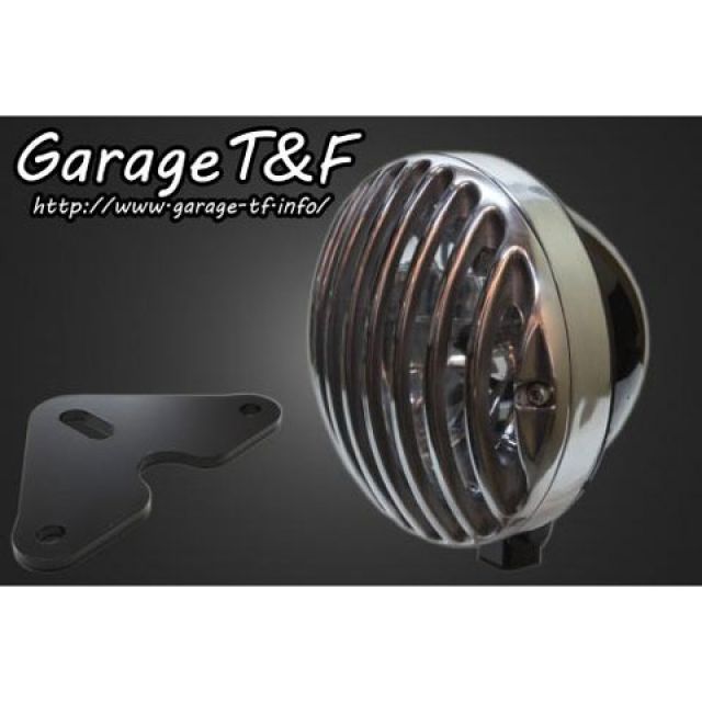T&F 5.75インチバードゲージヘッドライト＆ライトステー（タイプF）キット ヘッドライト ブラック ゲージ ポリッシュ ・GT250HL19 ガレージT&F ヘッドライト・バルブ バイク グラストラッカー グラストラッカービッグボーイ