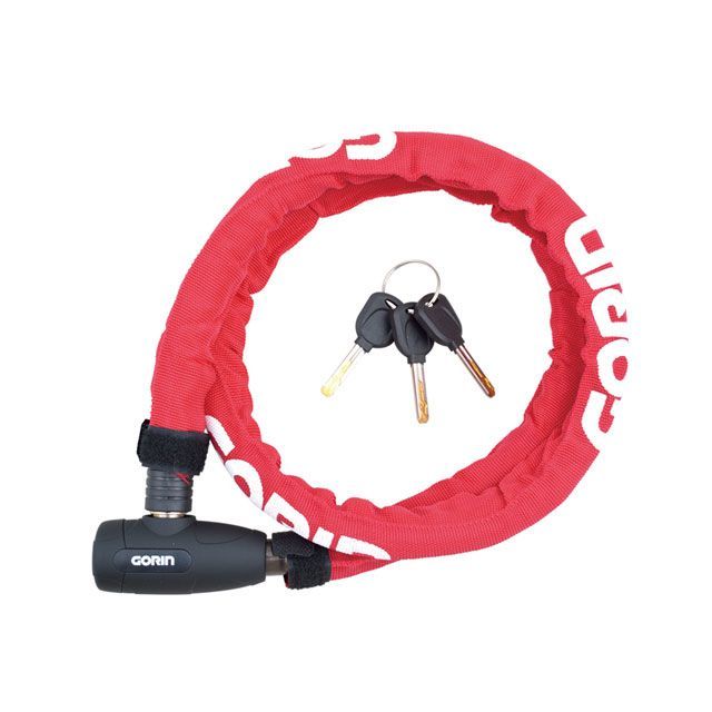 GORIN ワイヤーロック（G226W-1200）φ18mm×1200mm ジョイントワイヤーロック 鍵穴シャッター装備 ウェーブキー採用（レッド） メーカー在庫あり ゴリン（自転車） アクセサリー 自転車