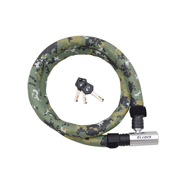 GORIN ワイヤーロック（GS6-1200）φ18mm×1200mm ネオプレーン製カバー装備 ディンプルキー採用（デジタル迷彩グリーン） メーカー在庫あり ゴリン（自転車） アクセサリー 自転車