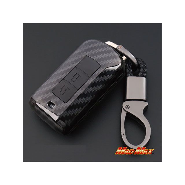 MADMAX 三菱車専用 カーボン調 スマートキーケース アウトランダー/RVR 2ボタン式 TYPE1 キーホルダー付き ブラック MM50-MI001-BK マッドマックス 内装パーツ・用品 車 自動車