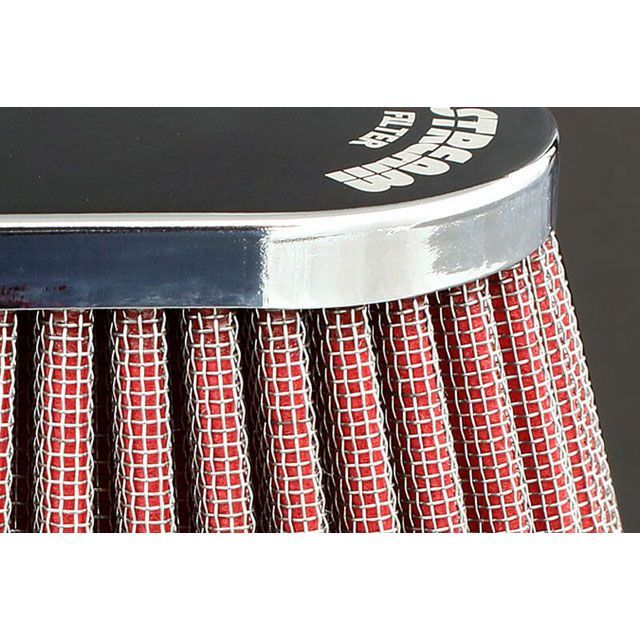 PMC エアフィルター オーバルタイプ（取付口径：50Φ/クローム・レッド） 154-522 メーカー在庫あり ピーエムシー エアクリーナー バイク 汎用