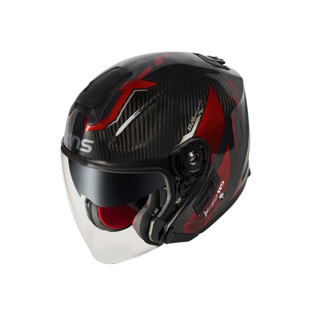 ウインズヘルメット A-FORCE RS JET FLASH typeC（カーボン×アイアンレッド） サイズ：M JAN_4560385760396 メーカー在庫あり WINS ジェットヘルメット バイク