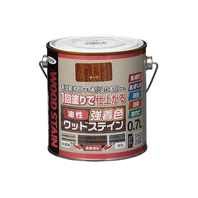 アサヒペン 油性強着色ウッドステイン 0.7L（チーク） asahipen D.I.Y. 日用品