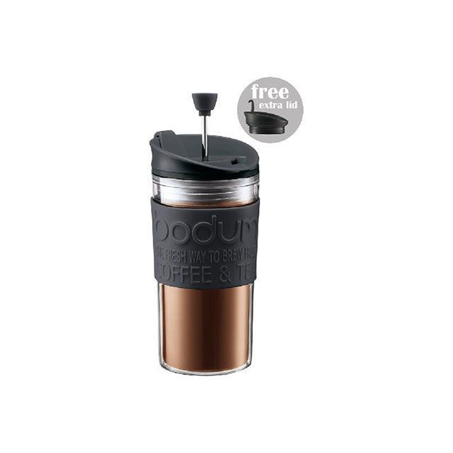 bodum トラベルプレス 携帯用フレンチプレスコーヒーメーカー（マグ用リッド付き）K11102-01（ブラック） ・00011222 bodum キッチン用品 日用品