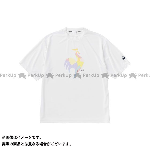 正規品／ルコック SUNSCREEN半袖ビッグロゴTシャツ（ホワイト） サイズ：SS QMMVJA03 le coq sportif アウトドア用ウェア キャンプ