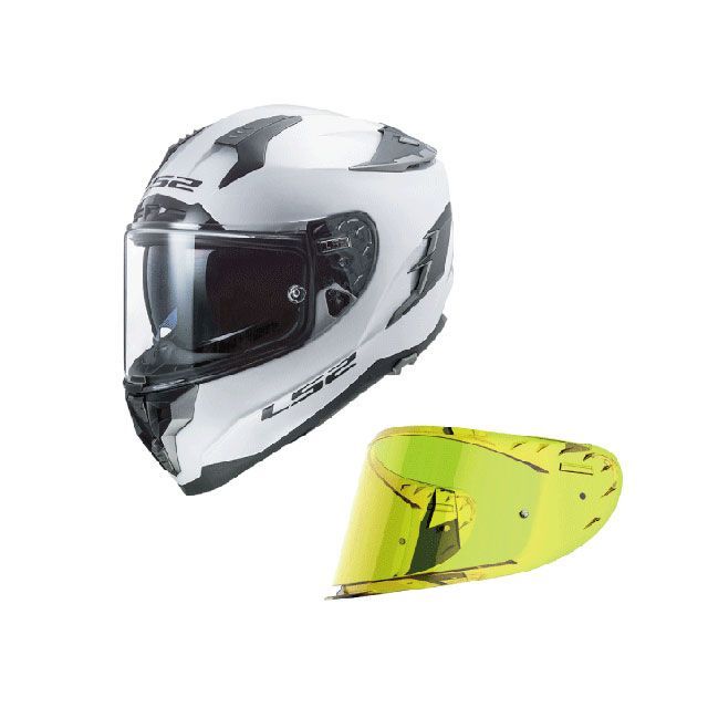 LS2 HELMETS シールドセット CHALLENGER F（ホワイト）＋S-15ピンロックシールド（イエロー） サイズ XXL 3003010606 エルエスツーヘルメット フルフェイスヘルメット バイク