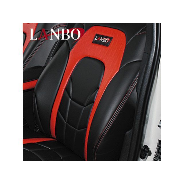 LANBO レザーシートカバー Type VOID 200ハイエース（ブラック×レッドパンチング） LANBO-VOID 0219-HIACE200-RED LANBO 内装パーツ・用品 車 自動車