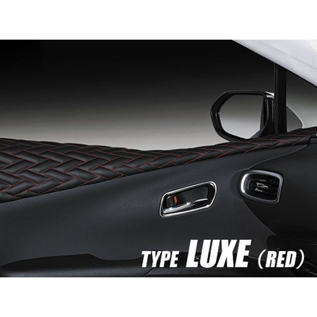 LANBO レザードアパネル Type LUXE 50プリウス（ブラック×レッド） LUXE-LDP-P50RE LANBO 内装パーツ・用品 車 自動車