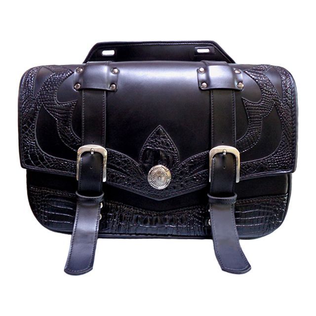 Xross SADDLE SINGLE サドルバッグ（ブラッククロコダイル） YS-201C クロス ツーリング用バッグ バイク