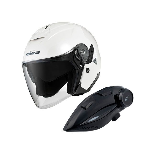 KOMINE KK-902モーターサイクルインターカム＋HK-172 FL コンポジェットFRPジェットヘルメット（パールホワイト） サイズ XL ・00-172 メーカー在庫あり コミネ ジェットヘルメット バイク