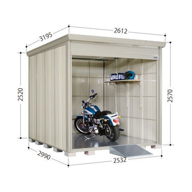 【メーカー直送】TAKUBO バイクシャッターマン BS-2529 組立＋転倒予防措置（土）付き BS-2529WH-T タクボ物置 その他盗難防止グッズ バイク