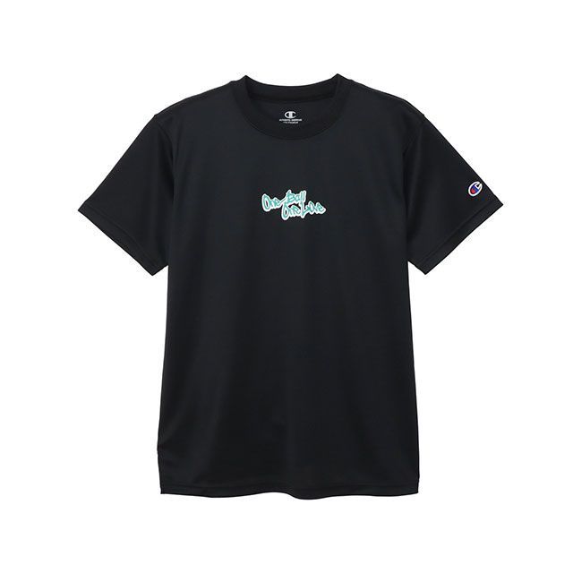 champion CK-BB330 SHORT SLEEVE T-SHIRT（ブラック×ブルーグリーン） サイズ 130 CK-BB330 メーカー在庫あり チャンピオン アウトドア用ウェア キャンプ